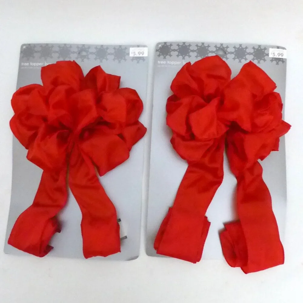 NEW 13” to 27” TARGET CHRISTMAS HOLIDAY RED WIRED TREE TOPPER BOW LOT OF 2